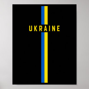 Póster Bandera vertical de Ucrania con texto “ukraine” en