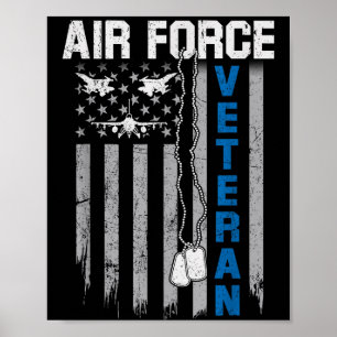 Póster bandera veterano de fuerza aérea estadounidense am