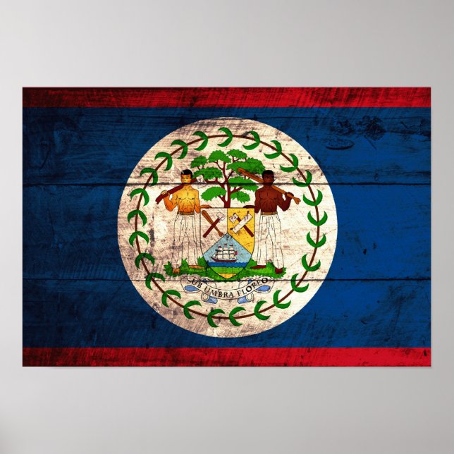 Póster Bandera vieja de Belice de madera (Frente)