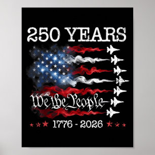 Póster Bandera Vintage 250 Años 1776-2026 USA Aviones de