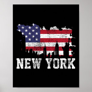 Póster Bandera vintage de la ciudad de Nueva York Nyc Sil