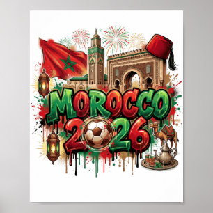 Póster Bandera vintage de Marruecos marroquí africana