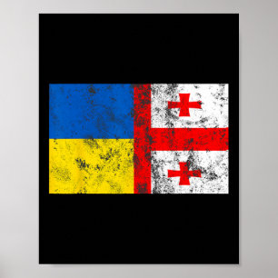Póster Bandera vintage de Ucrania Georgia amistad ucrania