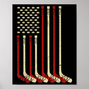 Póster Bandera Vintage De Usa Hockey Sobre Hielo - Divert