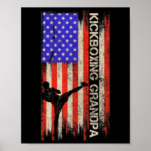 Póster Bandera Vintage De Usa Luchador De Mma Kickboxing 