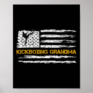 Póster Bandera Vintage De Usa Luchadora De Mma Kickboxing