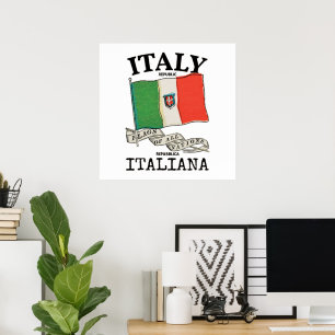 Póster Bandera vintage del país Italia