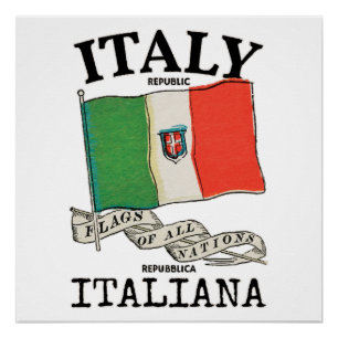 Póster Bandera vintage del país Italia