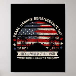 Póster Bandera vintage hawaii ee. uu. pearl harbor