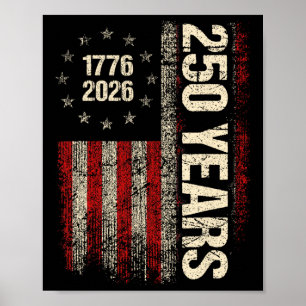 Póster Bandera Vintage Usa Aniversario 250 Independencia
