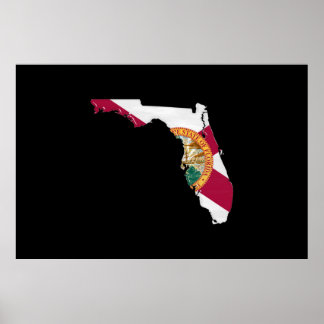 Póster Bandera y mapa de Florida