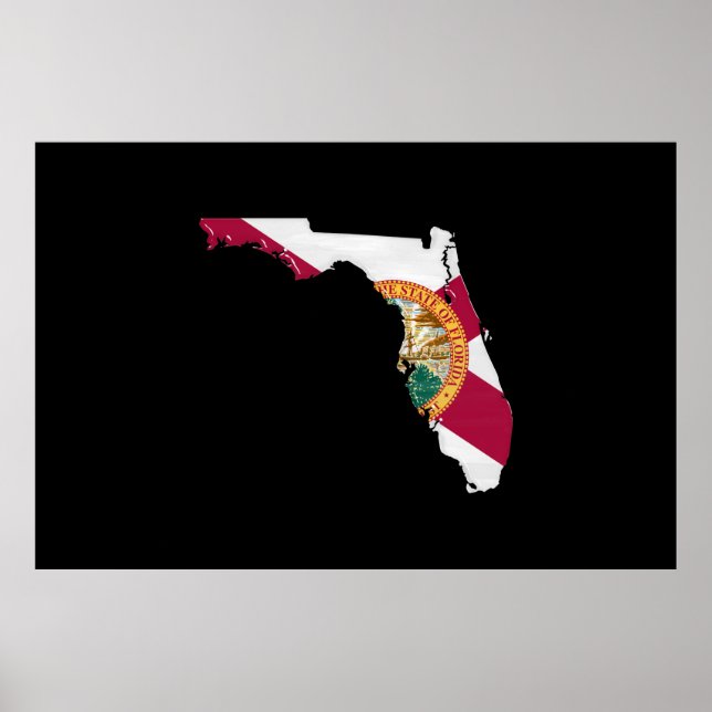 Póster Bandera y mapa de Florida (Frente)