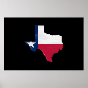 Póster Bandera y mapa de Texas