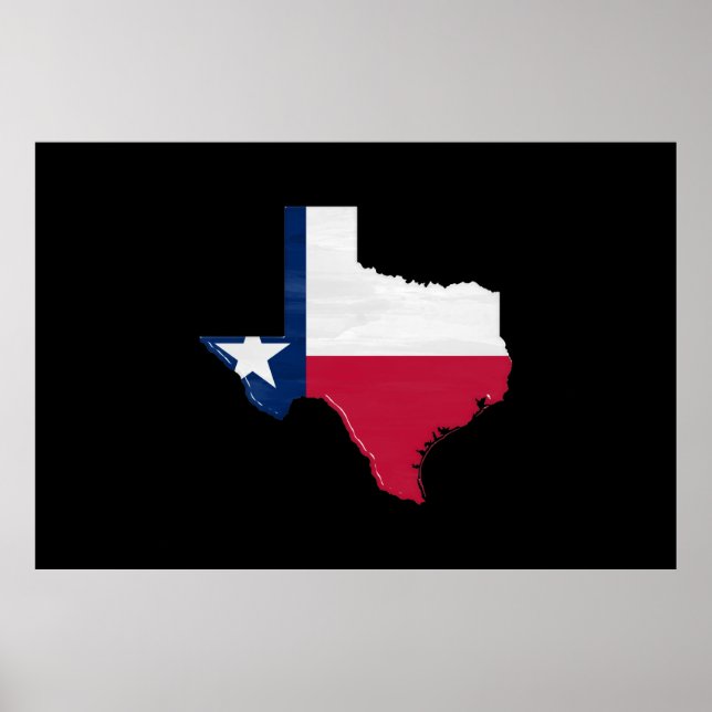 Póster Bandera y mapa de Texas (Frente)