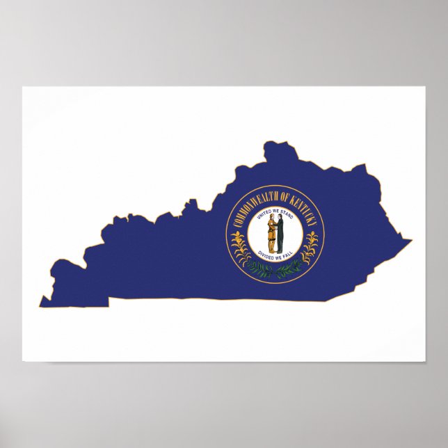 Póster Bandera y mapa del estado de Kentucky (Frente)
