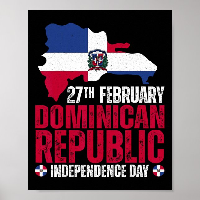 Póster Bandera Y Mapa Dominicanos Del Día De La Independe (Frente)