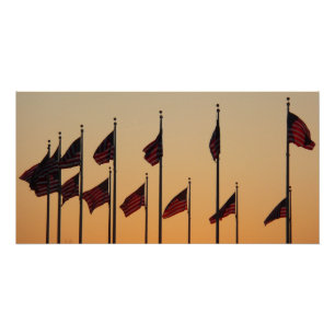 Póster Banderas al atardecer Patriótico americano USA