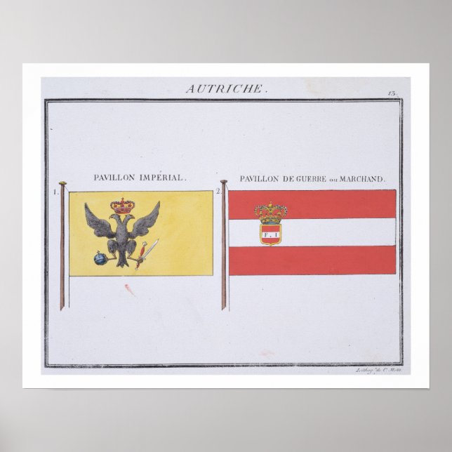 Póster Banderas austríacas, de un libro francés de bander (Frente)