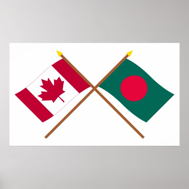 Póster Banderas cruzadas de Canadá y Bangladesh (Frente)
