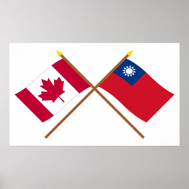 Póster Banderas cruzadas de Canadá y Taiwán (Frente)