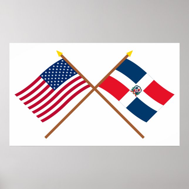 Póster Banderas cruzadas de Estados Unidos y República Do (Frente)