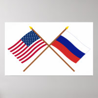 Banderas cruzadas de Estados Unidos y Rusia