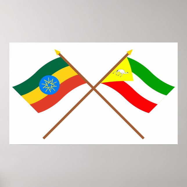 Póster Banderas cruzadas de Etiopía y Somalia (Frente)