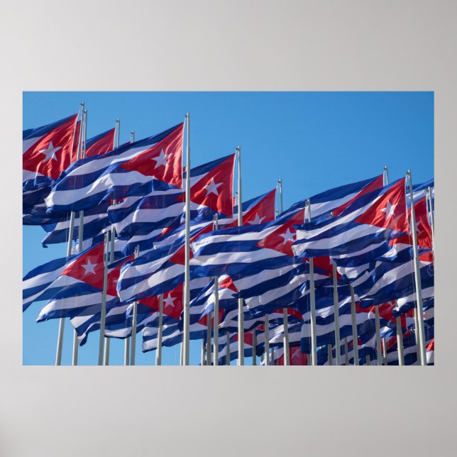 Póster Banderas cubanas ondeando (Frente)
