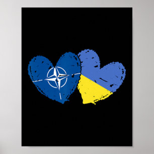 Póster Banderas de corazón de Ucrania de la OTAN Bandera