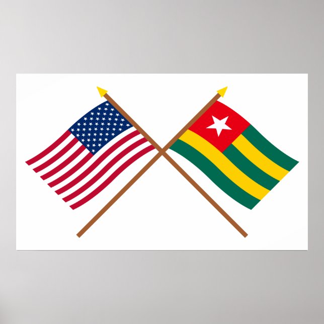 Póster Banderas de Estados Unidos y Togo cruzadas (Frente)