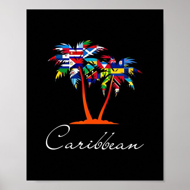 Póster Banderas de Islas del Caribe  (Frente)