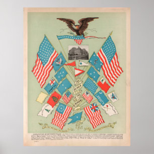Póster Banderas de la historia de Estados Unidos (1901) H