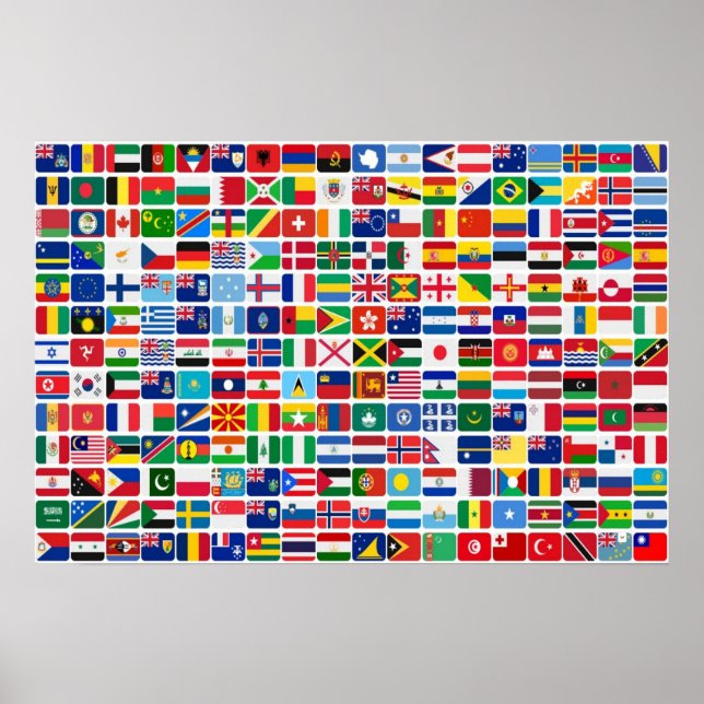 Póster Banderas de la nación de todos los países del mund (Frente)