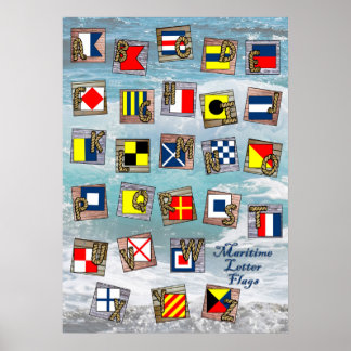 Póster Banderas de letras náuticas marítimas