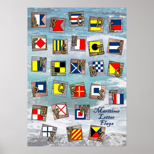 Póster Banderas de letras náuticas marítimas (Frente)