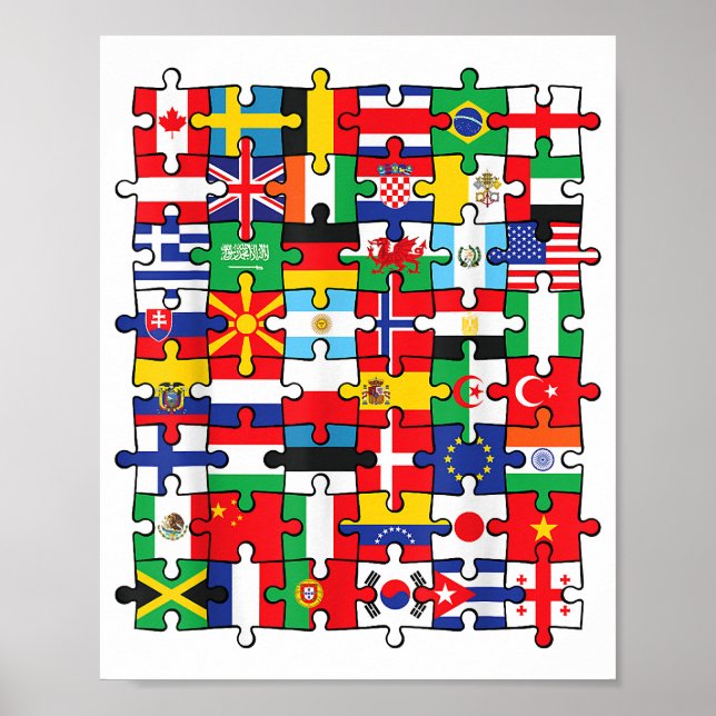 Póster Banderas de los países de la bandera internacional (Frente)