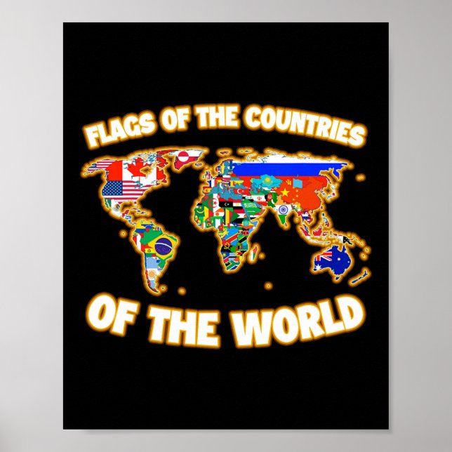 Póster Banderas De Los Países Del Mapa Mundial Internacio (Frente)