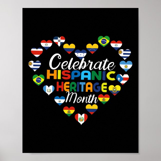 Póster Banderas de países hispanos celebran Herita hispan (Frente)
