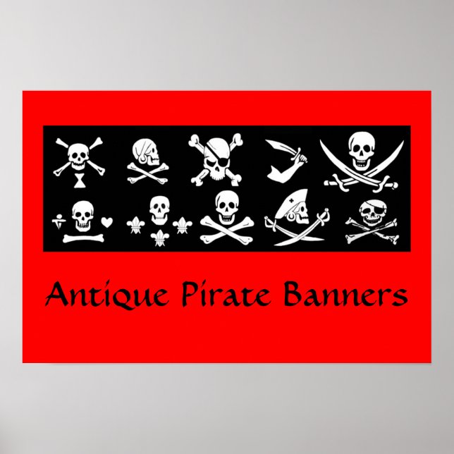 PÓSTER BANDERAS DE PIRATAS NEGRAS, HUESOS CRUZADOS, ESPAL (Frente)