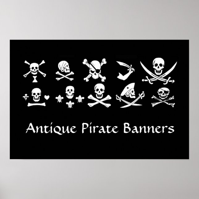 PÓSTER BANDERAS DE PIRATAS NEGRAS, HUESOS CRUZADOS, ESPAL (Frente)