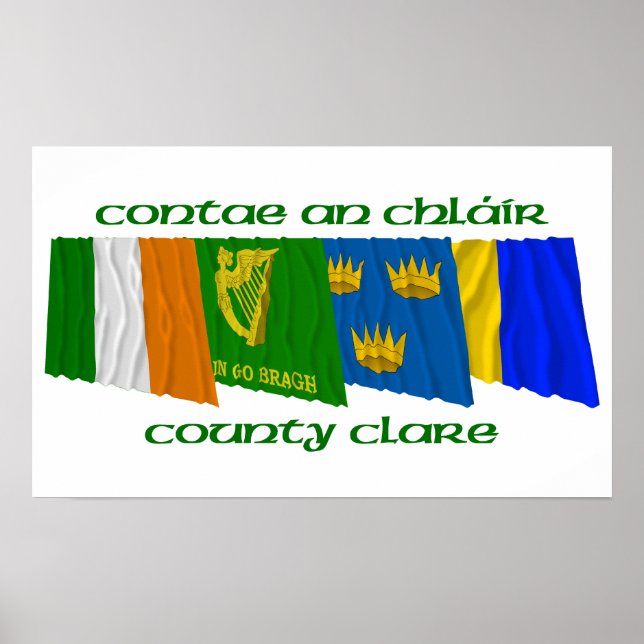 Póster Banderas del condado de Clare (Frente)