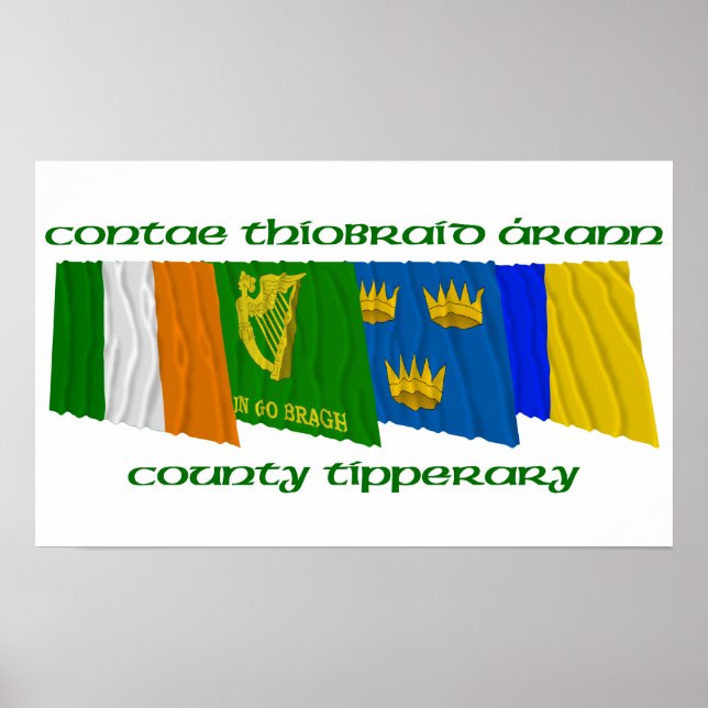 Póster Banderas del condado de Tipperary (Frente)