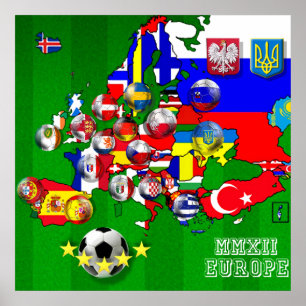Póster Banderas del mapa 2012 de la bandera de la taza