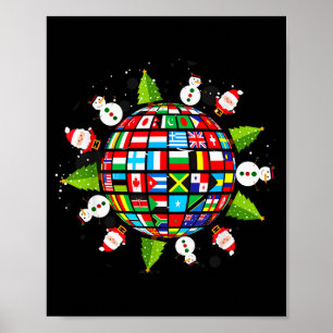 Póster Banderas Del Mundo, Navidad En Todo El Mundo 
