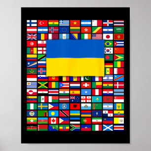 Póster Banderas Del Mundo Ucrania Apoya a Zelensky Guisan