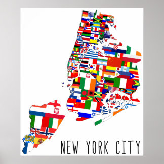 Póster Banderas del vecindario de la ciudad de Nueva York