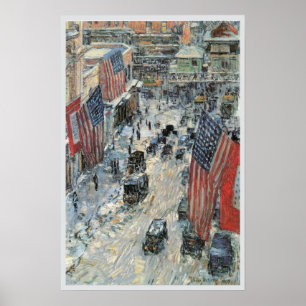 Póster Banderas en la calle 57 por Frederick Childe Hassa