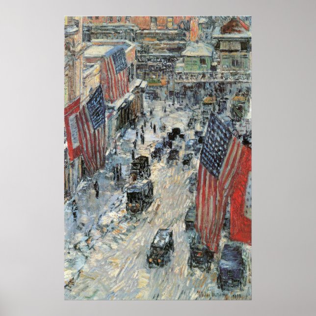 Póster Banderas en la calle 57 por Frederick Childe Hassa (Frente)