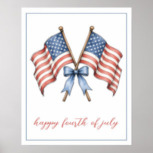 Póster Banderas Patrióticas Americanas Cuatro de Julio