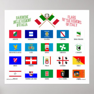 Póster Banderas regionales de Italia